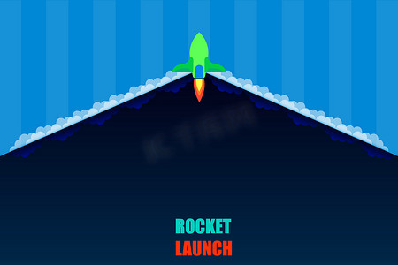火箭发射开放产品项目细节背景深蓝色色调矢量图 eps10