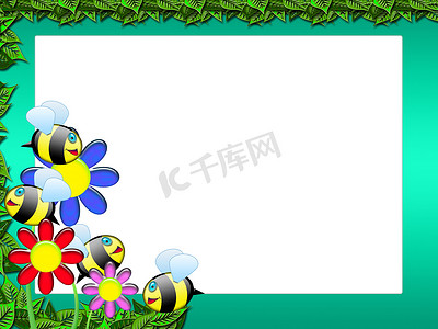 春天相册摄影照片_蜜蜂框架-花卉剪贴簿