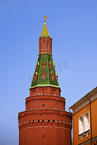 莫斯科克里姆林宫的角兵工厂（索巴基纳）塔。