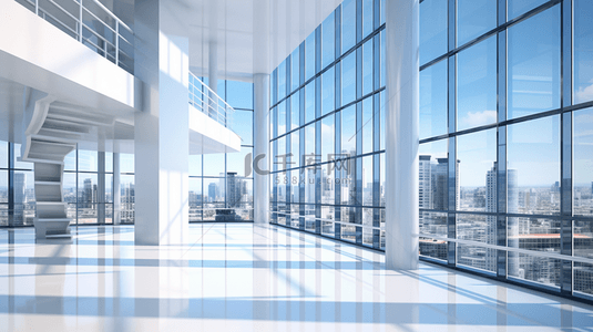 室内建筑3d渲染背景图片_3D空间设计建筑背景白色内部