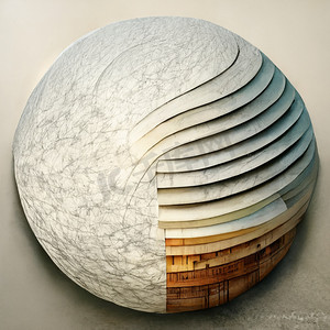 球体抽象建筑背景，白色圆形建筑