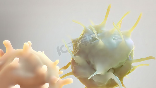 3D 插图免疫细胞摧毁癌细胞