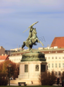 奥地利维也纳马背上的纪念碑查大公雕像
