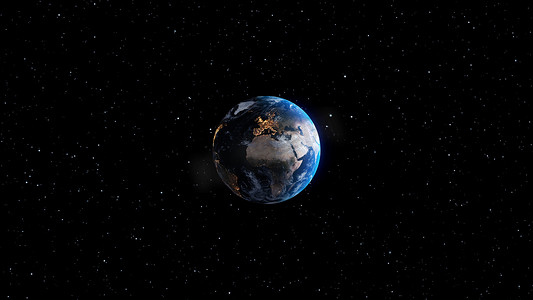 大气全球摄影照片_具有现实地理表面和轨道 3D 云大气的行星地球