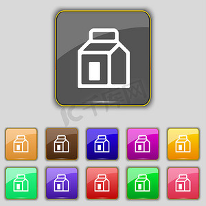 牛奶、果汁、饮料、纸箱包装图标标志。