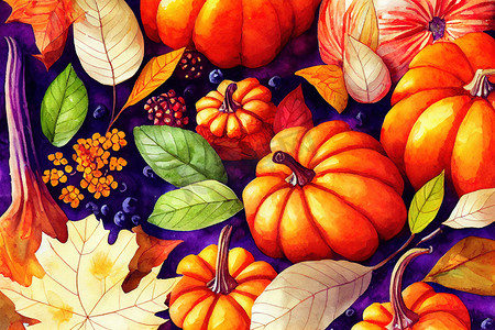你好秋收秋季复古植物插图水果成分