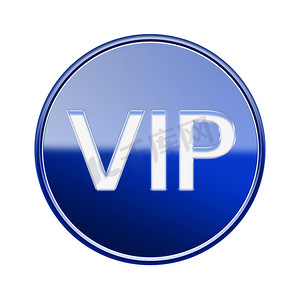 VIP 图标有光泽的蓝色，隔离在白色背景