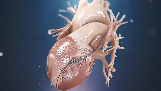人体心跳解剖学的 3D 插图