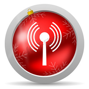 白色背景上的 wifi 红色光泽圣诞节图标