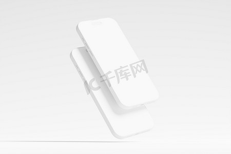 clay摄影照片_Phone 14 Pro Max Clay 3D 渲染白色空白样机