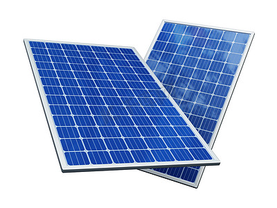 太阳太阳能板摄影照片_在白色背景上隔离的光伏太阳能电池板。 