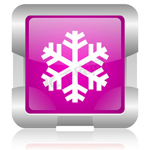 雪花粉色方形 web 光泽图标