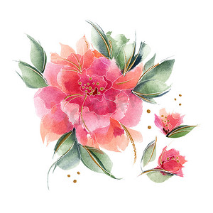 玫瑰花组合摄影照片_粉红色的花卉组合物，带有精致芬芳的玫瑰花