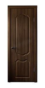 白色木门摄影照片_门，封闭的木门，在白色背景上隔离