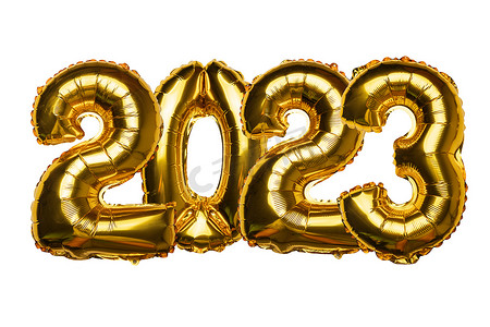2023年新年快乐概念来自紧密排列的白色气球