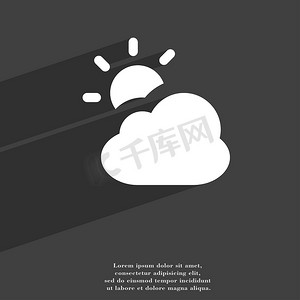 天气图标符号平现代网页设计与长阴影和空间为您的文本。