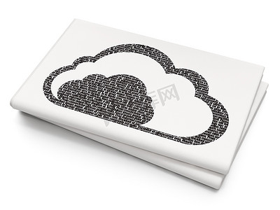 云网络概念：空白报纸背景上的云