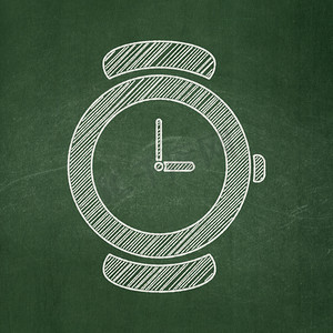 时间概念：黑板背景上的手表