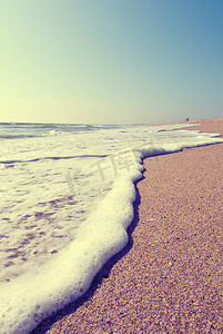 海滩上海水冲刷的特写