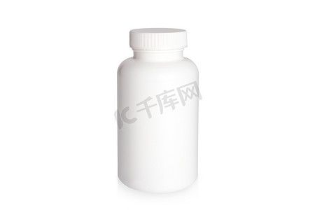 空白包装摄影照片_在白色背景隔绝的药瓶。