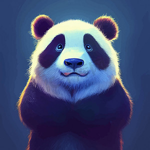 可爱的熊猫的动画插图，动画小熊猫肖像
