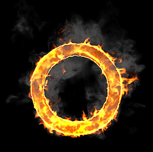 燃烧和火焰字体 O 字母