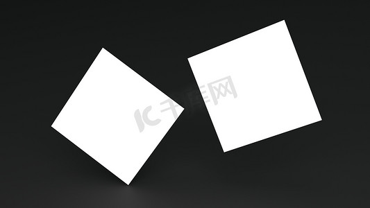 个人名片摄影照片_白色方形名片模型堆叠在黑色表格背景上。