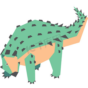 已灭绝的史前动物的彩色简约插图。