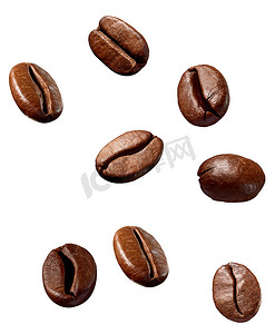 咖啡豆跌落摄影照片_咖啡豆棕色烘焙咖啡因浓缩咖啡种子