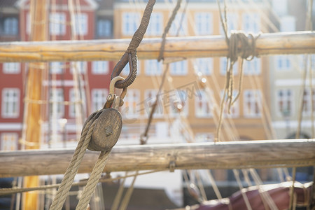 丹麦一艘旧帆船上的索具