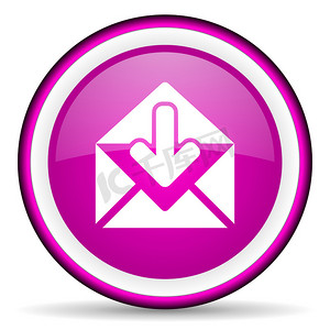 白色背景上的邮件紫色光泽图标