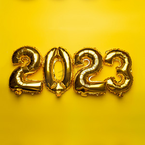 金箔气球2023年新年快乐概念