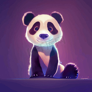 宝宝熊猫摄影照片_可爱的熊猫的动画插图，动画小熊猫肖像