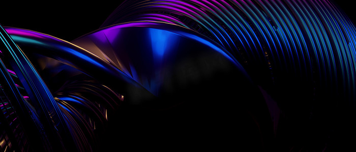 节日抽象设计霓虹灯虹彩紫色蓝色背景壁纸 3D 插图