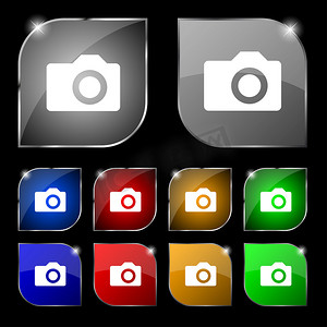 数码照片相机图标标志。