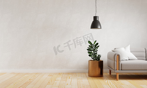 欧式沙发效果图摄影照片_现代客厅在家有复制空间墙壁背景。