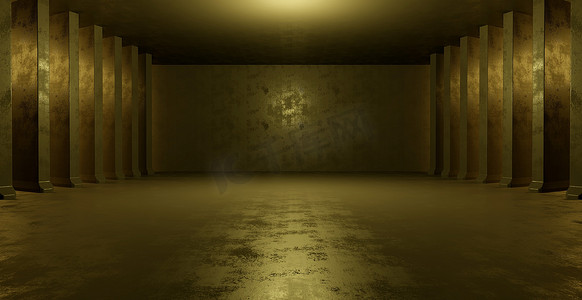 抽象空白走廊走廊昏暗的浅石灰绿色横幅背景壁纸 3D 插图