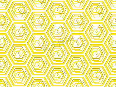 黄色几何矢量摄影照片_程式化的蜜蜂蜂窝几何无缝图案