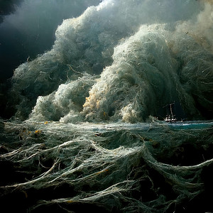 海上暴风雨摄影照片_暴风雨期间海上汹涌的海水