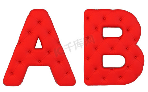 豪华红色皮革字体 A B 字母