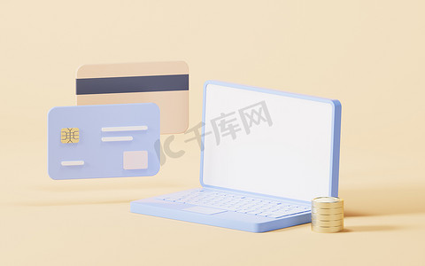 银行卡与 3d 卡通风格，3d 渲染。