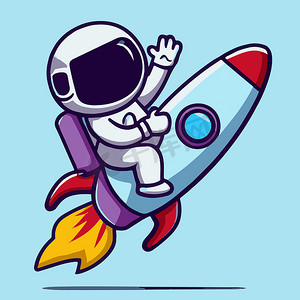 卡通汗流浃背摄影照片_宇航员在他的宇宙飞船中的卡通插图。