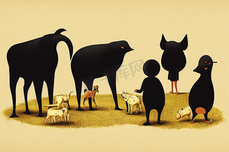 动物饲养员，卡通插图