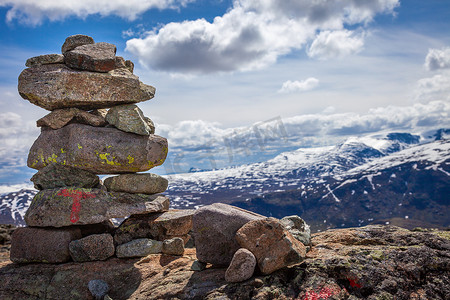 因努克舒克，挪威 jotunheimen 山上方堆积的石头