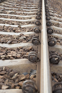 金属线条摄影照片_铁路轨道部分。