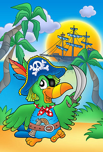 海盗鹦鹉与船