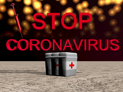 阻止冠状病毒和天空 — 3D渲染
