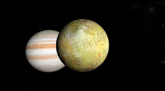 星星背景中的木星和木卫一