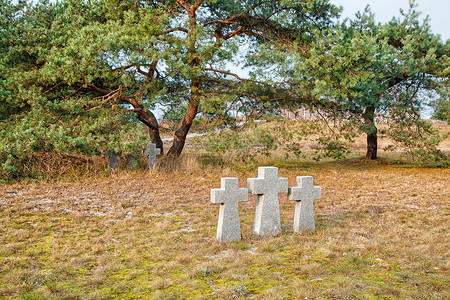 旧墓地的三个石十字架