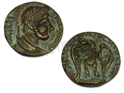 古代钱币摄影照片_罗马帝国的钱币
